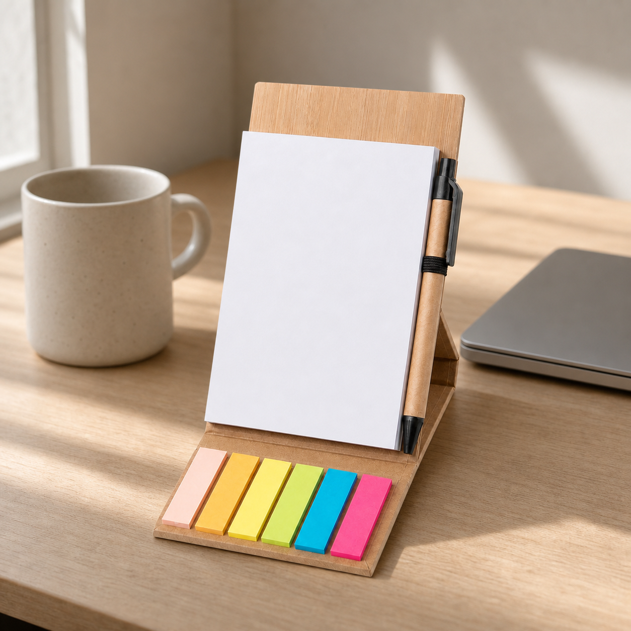 Bamboo Desk Jotter With Phone Stand lifestyle