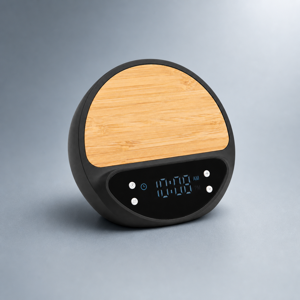 10W Bamboo Wireless Charger With Digital Clock social_centered
